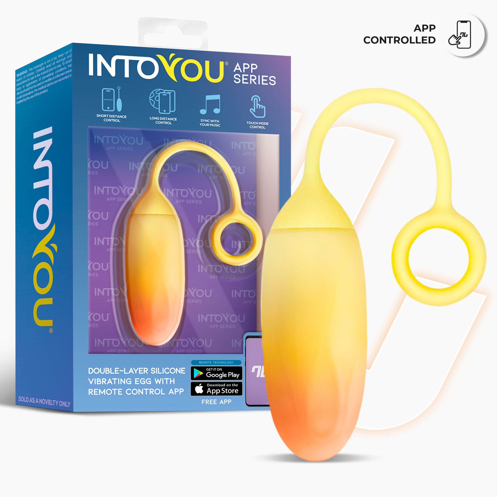 INTOYOU APP SERIES Double Layer Silicone Egg with APP Yellow/Orange