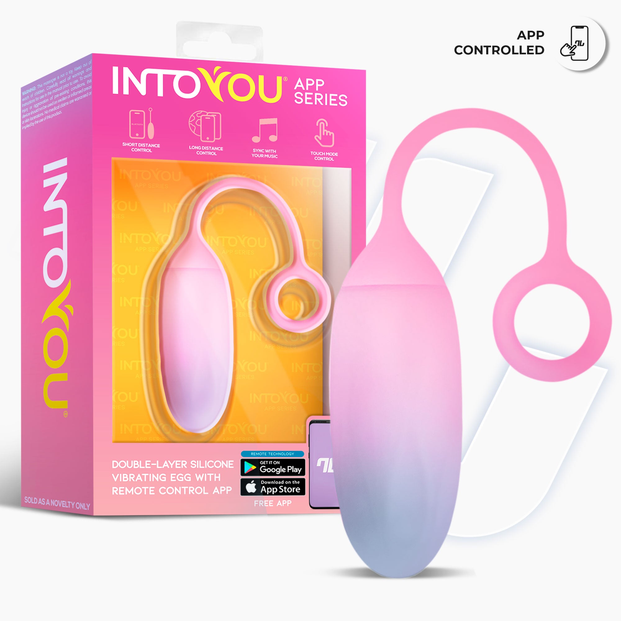 INTOYOU APP SERIES Double Layer Silicone Egg with APP Blue/Pink