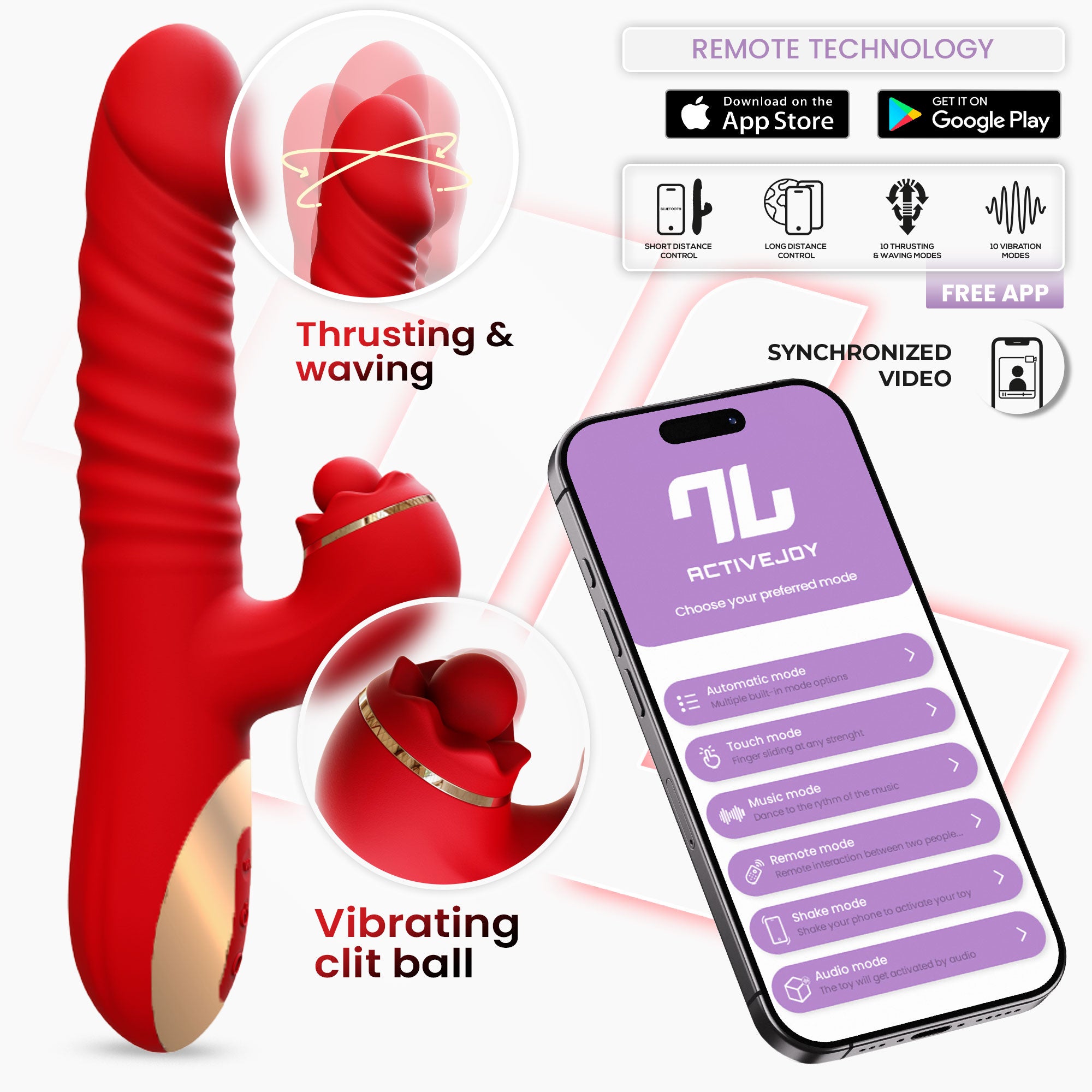 Ascen Vibrador con Thrusting y Waving y APP USB Magnético