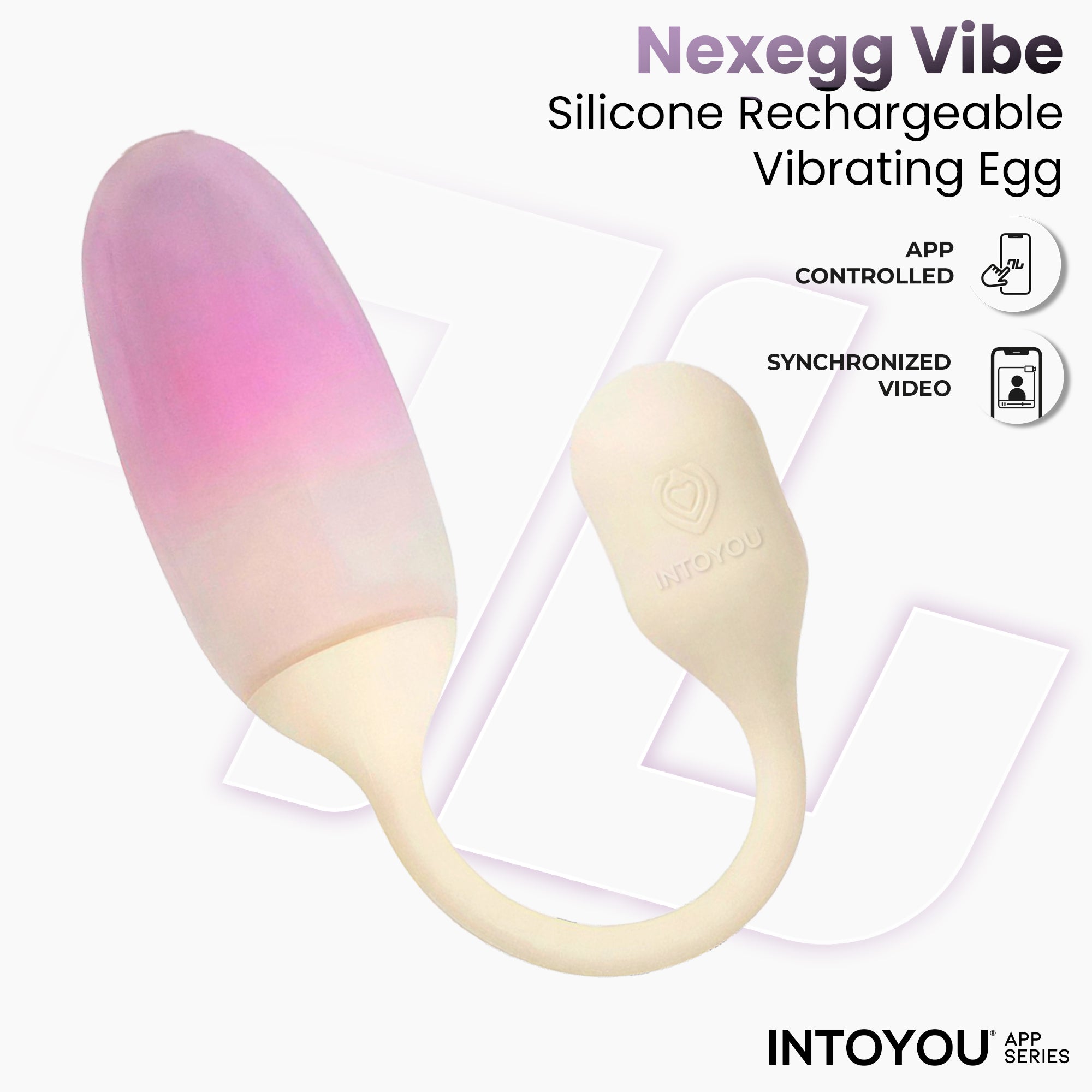 NexEgg Huevo Vibrador Silicona Doble capa App Beige/Rosa