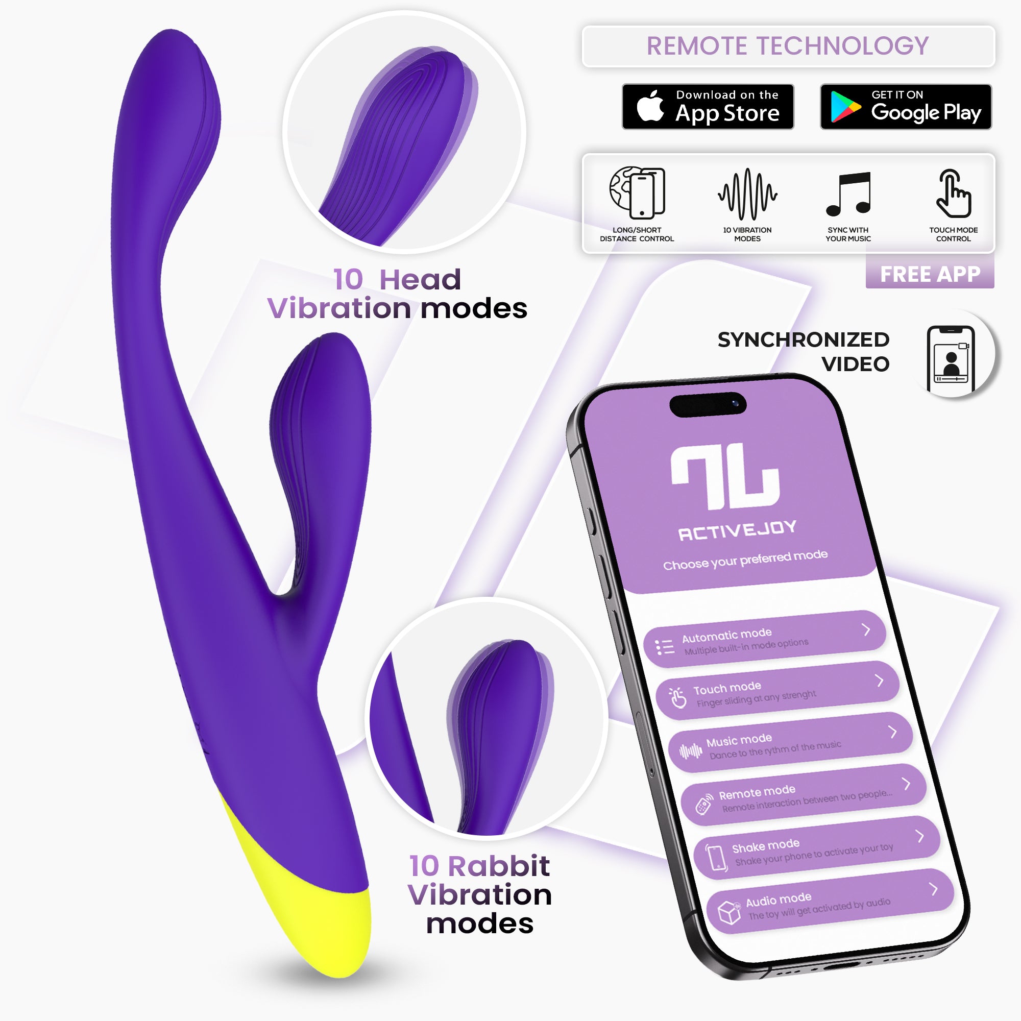 Lyra Rabbit Vibrator with App Control · Purple