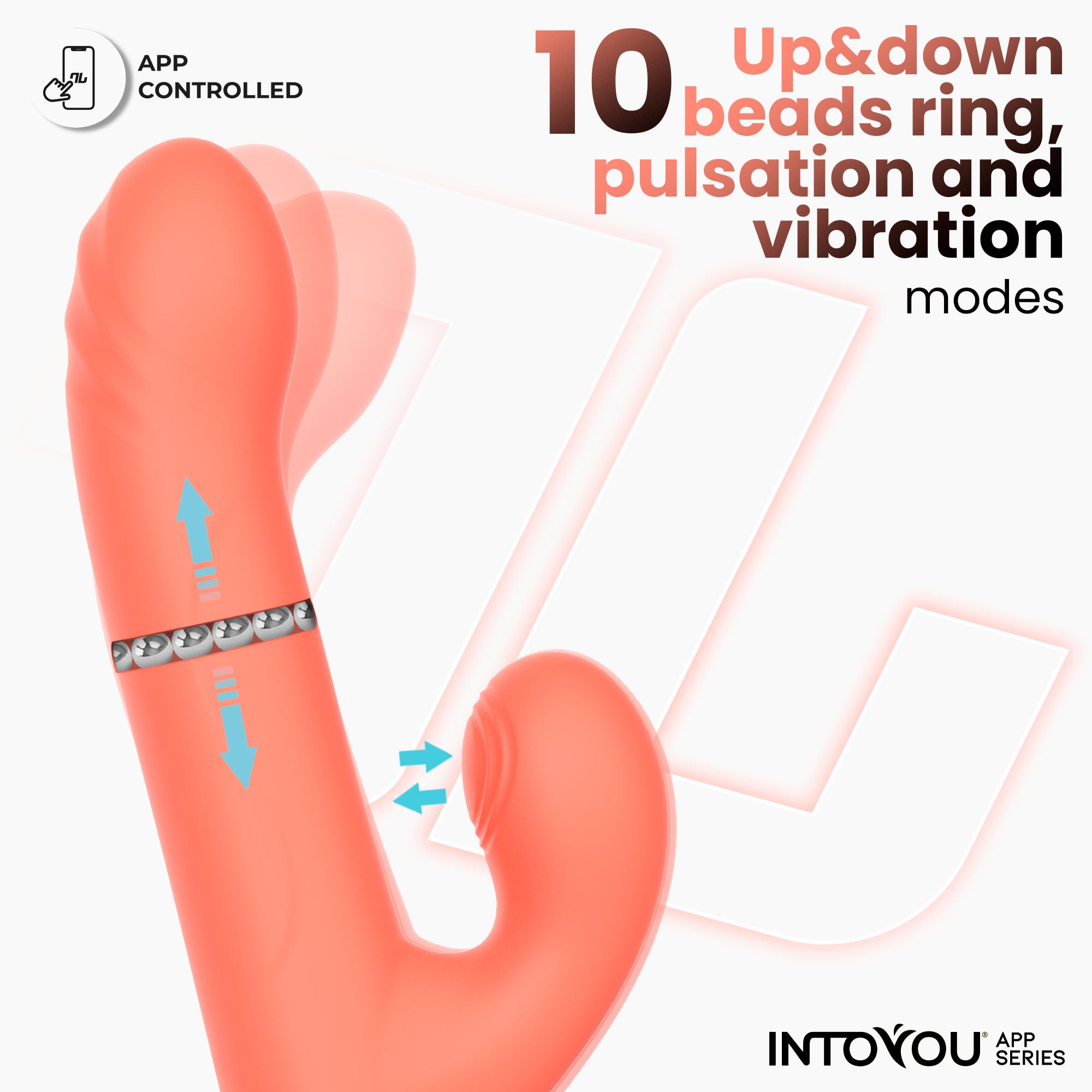 INTOYOU APP SERIES Mindy Vibrator with Ball Ring, Up and Down, Finger and Pulsation with APP