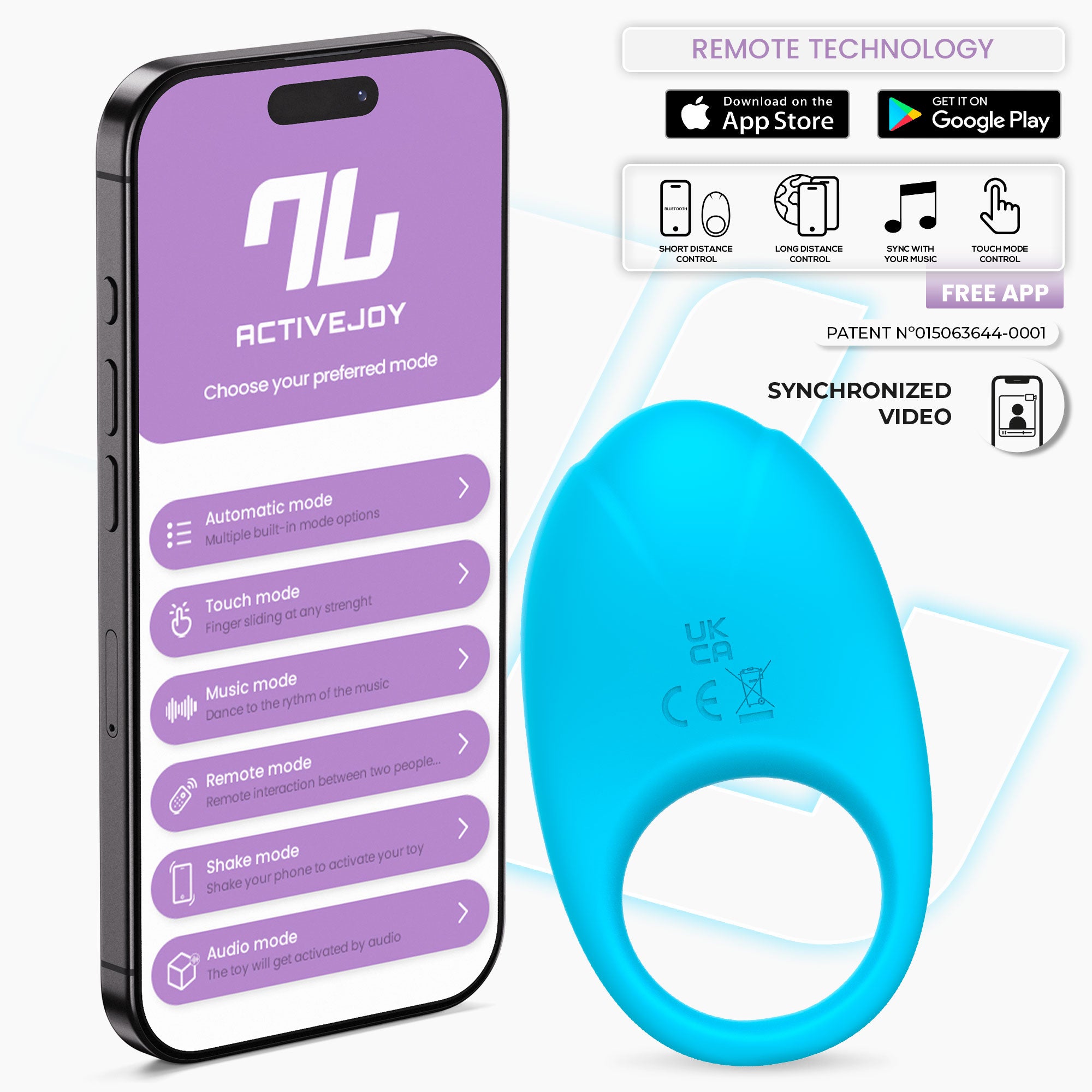 INTOYOU APP SERIES Ringo Vibrating Ring with APP Unibody Blue