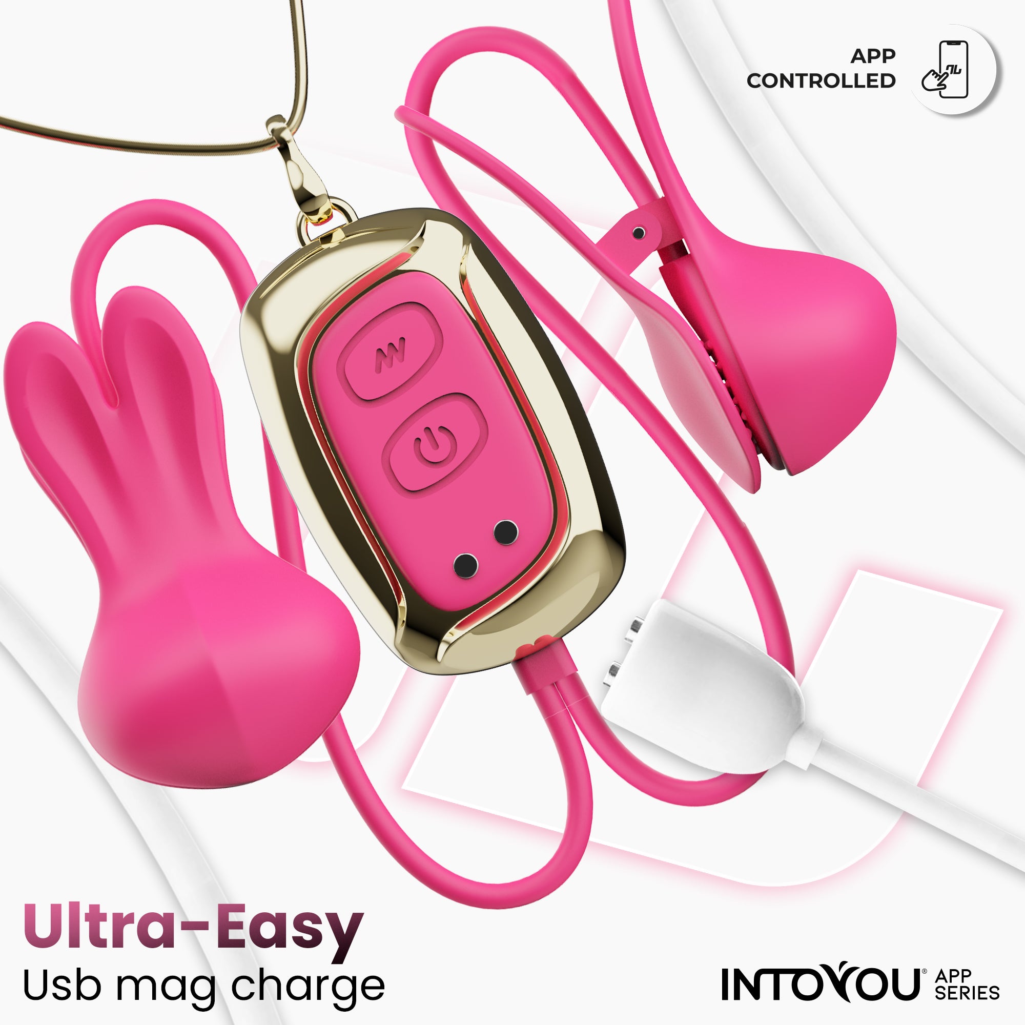 Tickly Pinzas para Pezones con Vibración, Control y Collar con APP