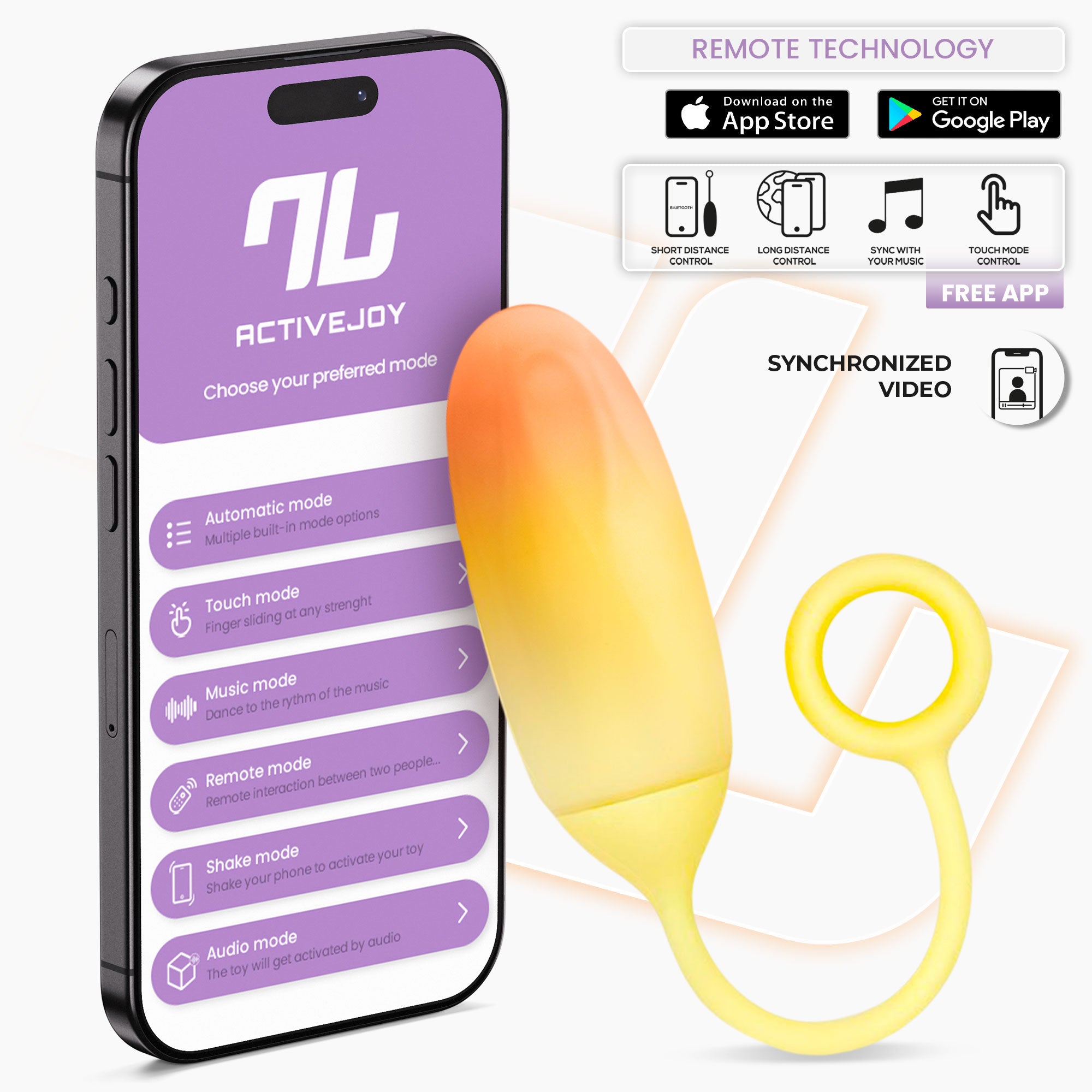 INTOYOU APP SERIES Double Layer Silicone Egg with APP Yellow/Orange