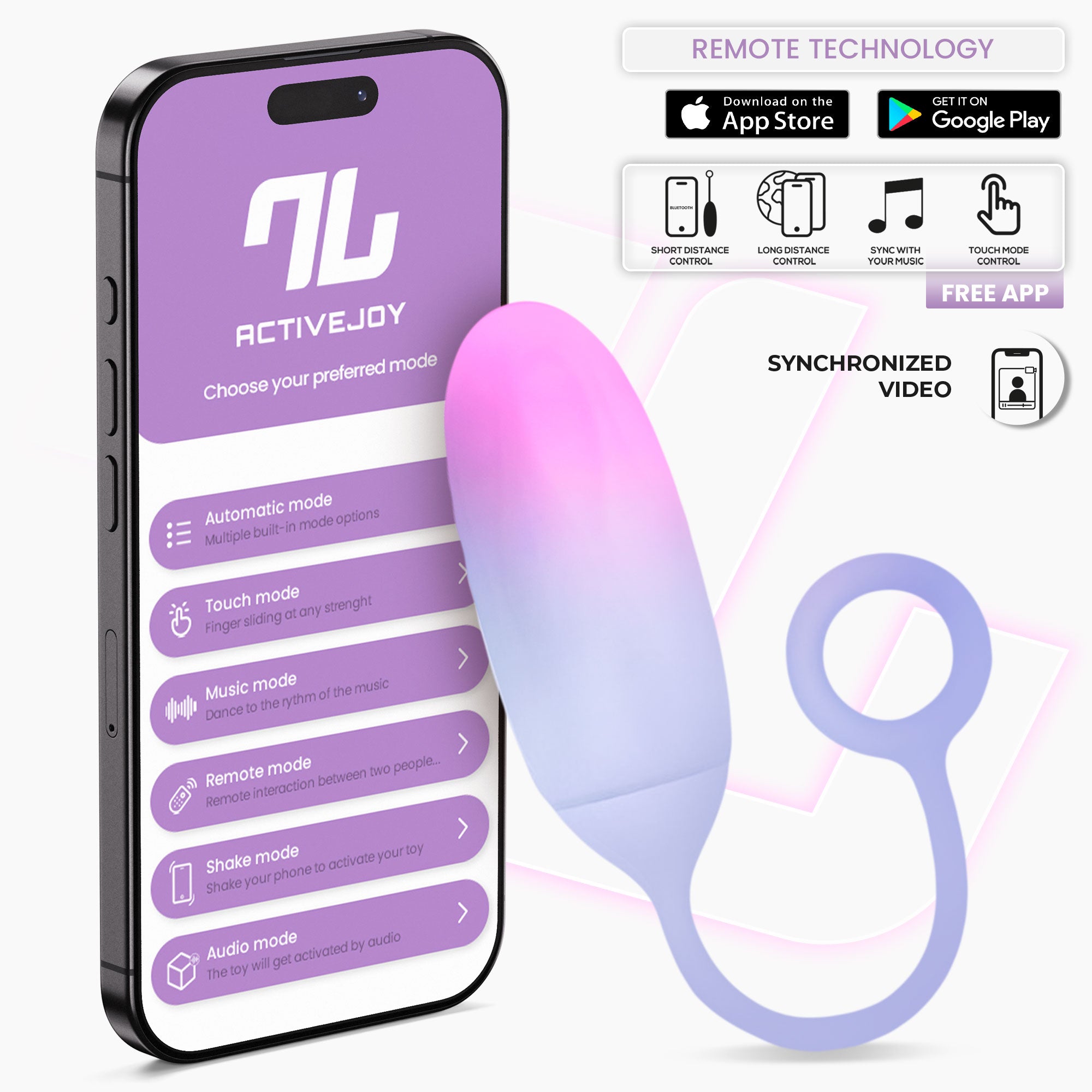 INTOYOU APP SERIES Double Layer Silicone Egg with APP Pink/Blue