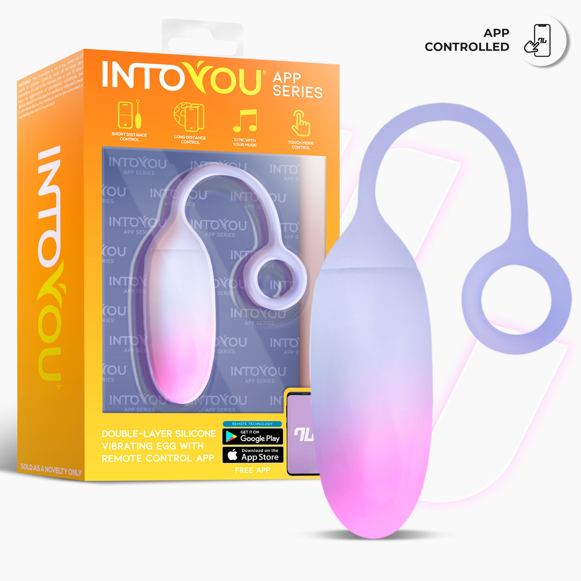 INTOYOU APP SERIES Double Layer Silicone Egg with APP Pink/Blue