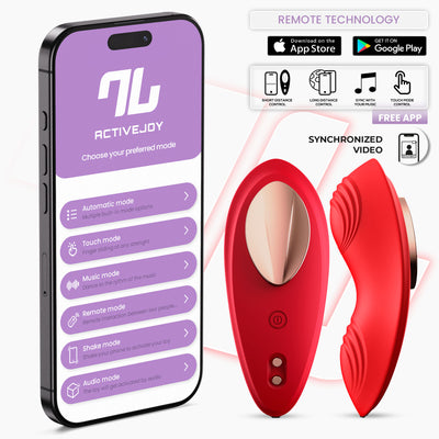 Vibromasseur culotte avec APP Silicone Rouge