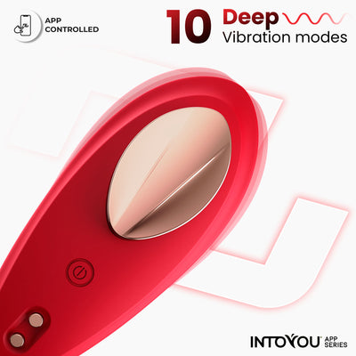 Vibromasseur culotte avec APP Silicone Rouge