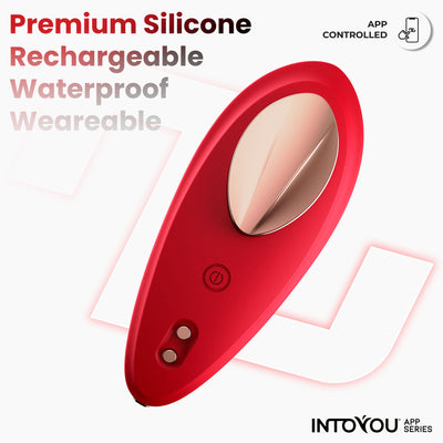 Vibromasseur culotte avec APP Silicone Rouge