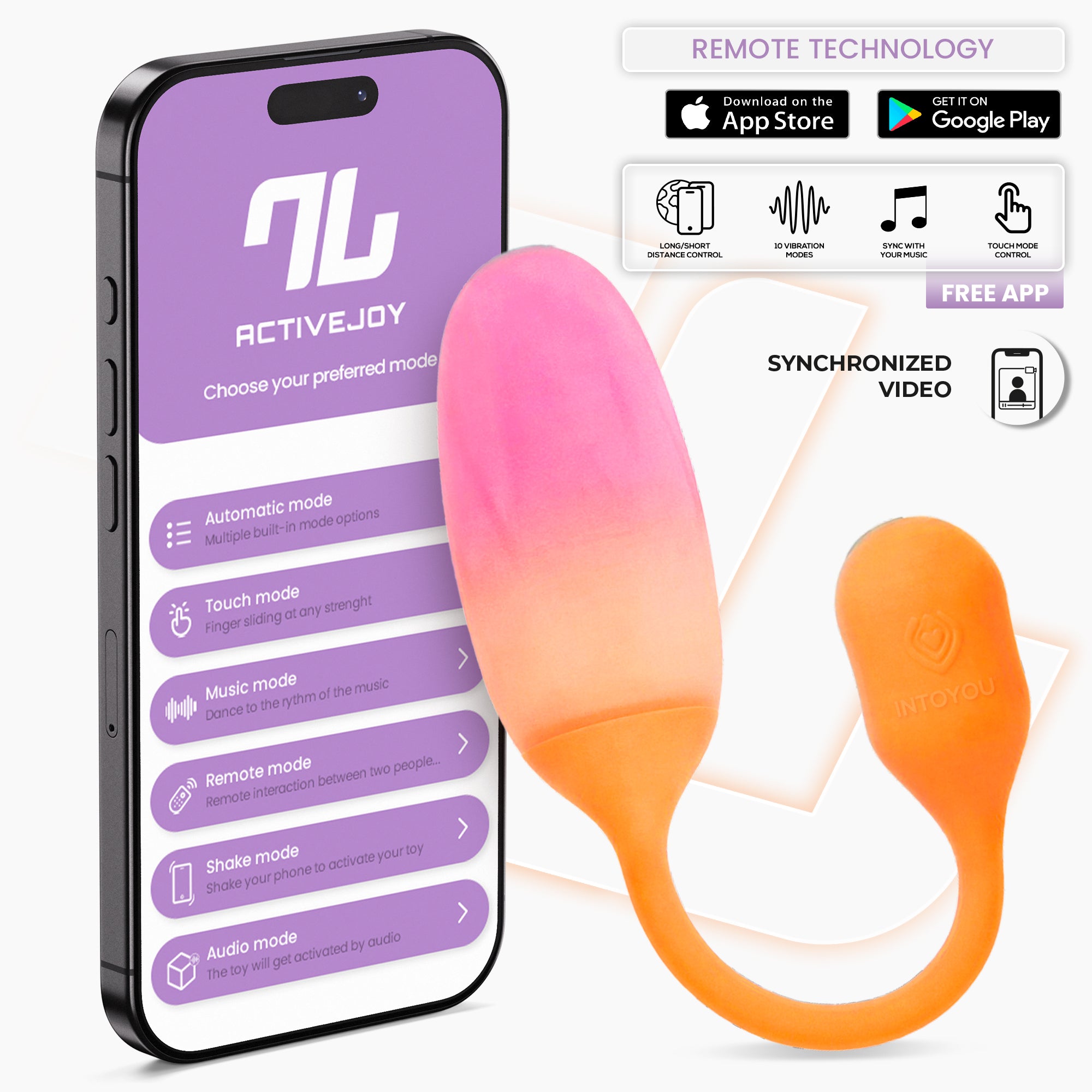 NexEgg Huevo Vibrador Silicona Doble Capa App Naranja/Rosa