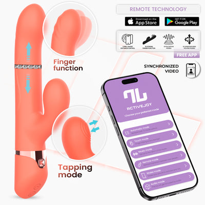 Mindy Vibromasseur avec Anneau à Billes Up and Down, Doigt et Pulsation avec APP