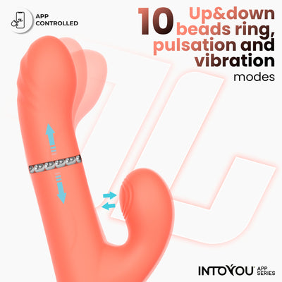 Mindy Vibromasseur avec Anneau à Billes Up and Down, Doigt et Pulsation avec APP
