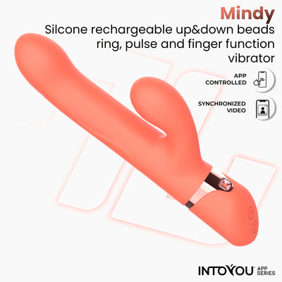Mindy Vibromasseur avec Anneau à Billes Up and Down, Doigt et Pulsation avec APP