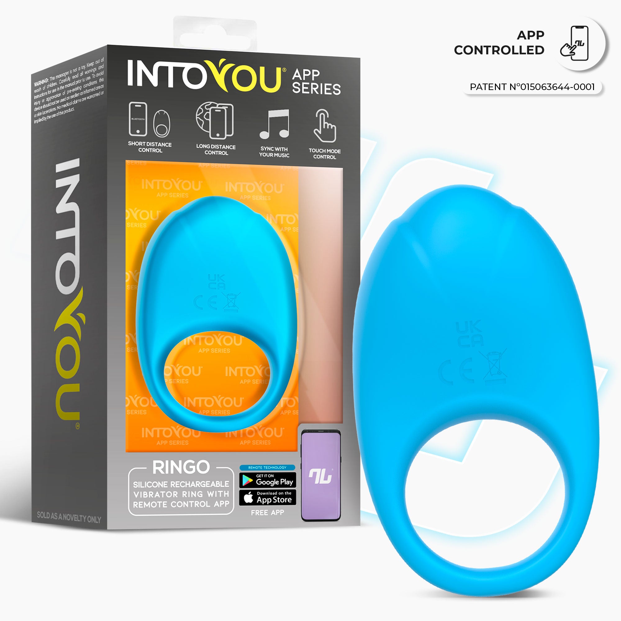 INTOYOU APP SERIES Ringo Vibrating Ring with APP Unibody Blue