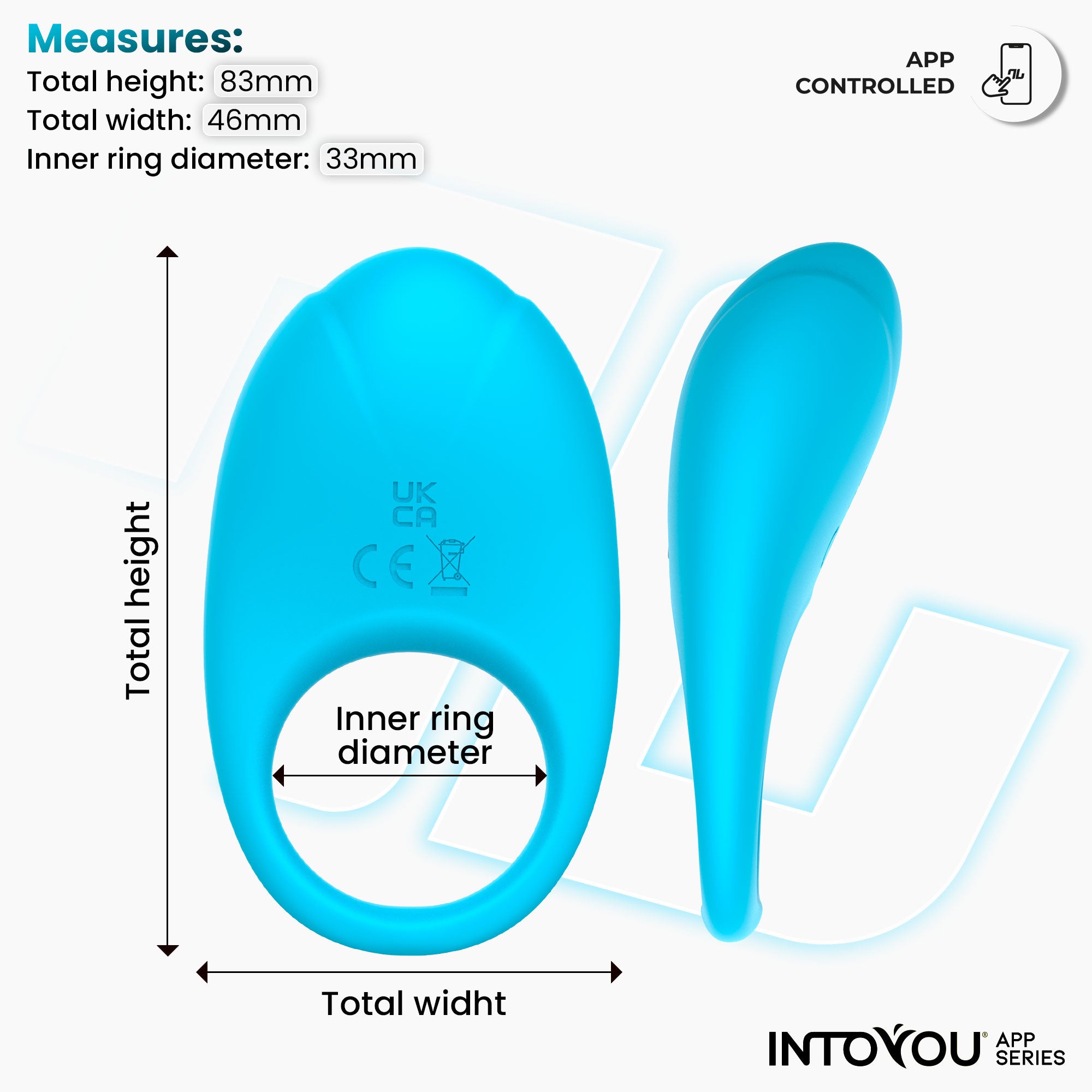 INTOYOU APP SERIES Ringo Vibrating Ring with APP Unibody Blue
