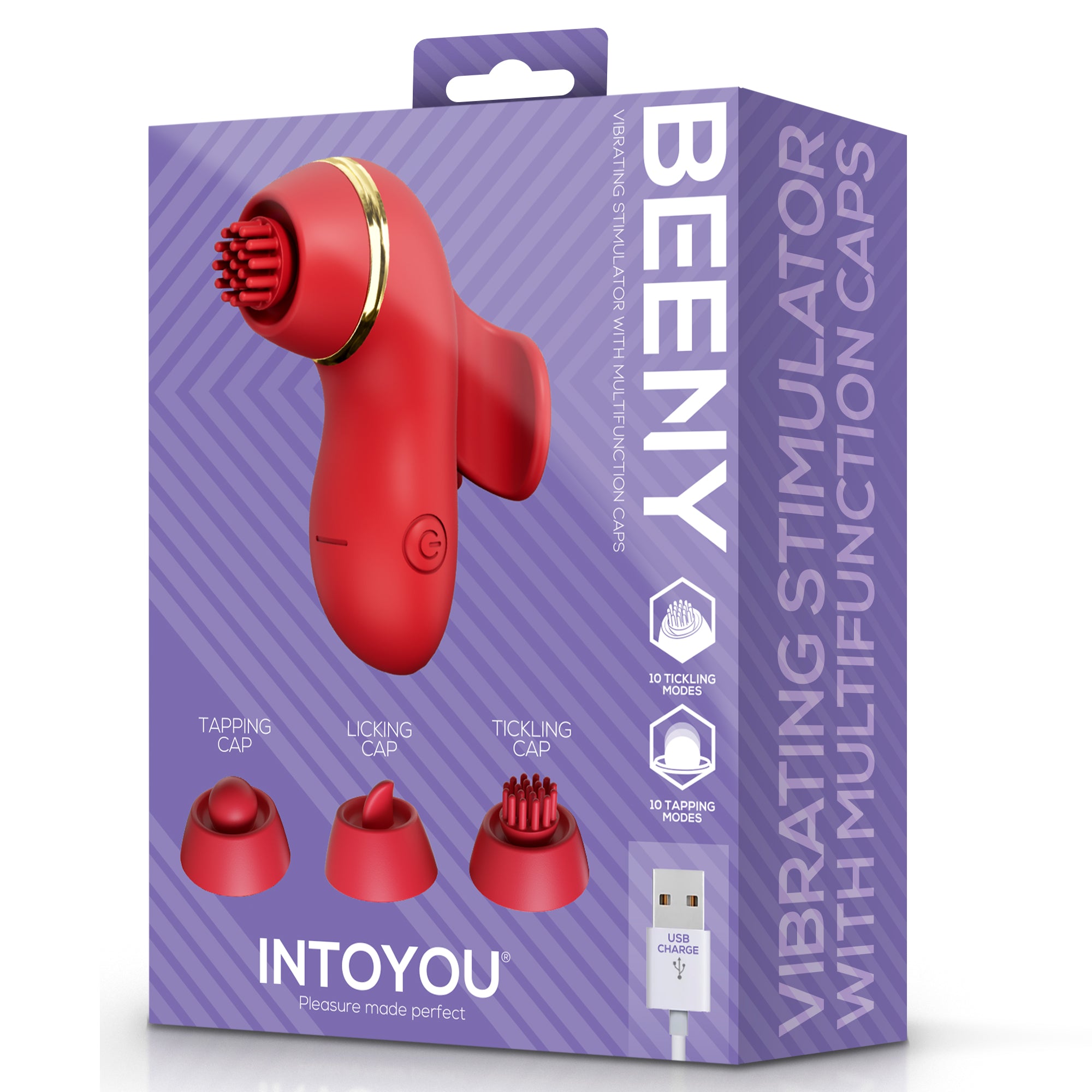 Beeny Estimulador con 4 Cabezales, Succión, Tapping, Tickling y Licking
