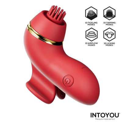Beeny Estimulador con 4 Cabezales, Succión, Tapping, Tickling y Licking