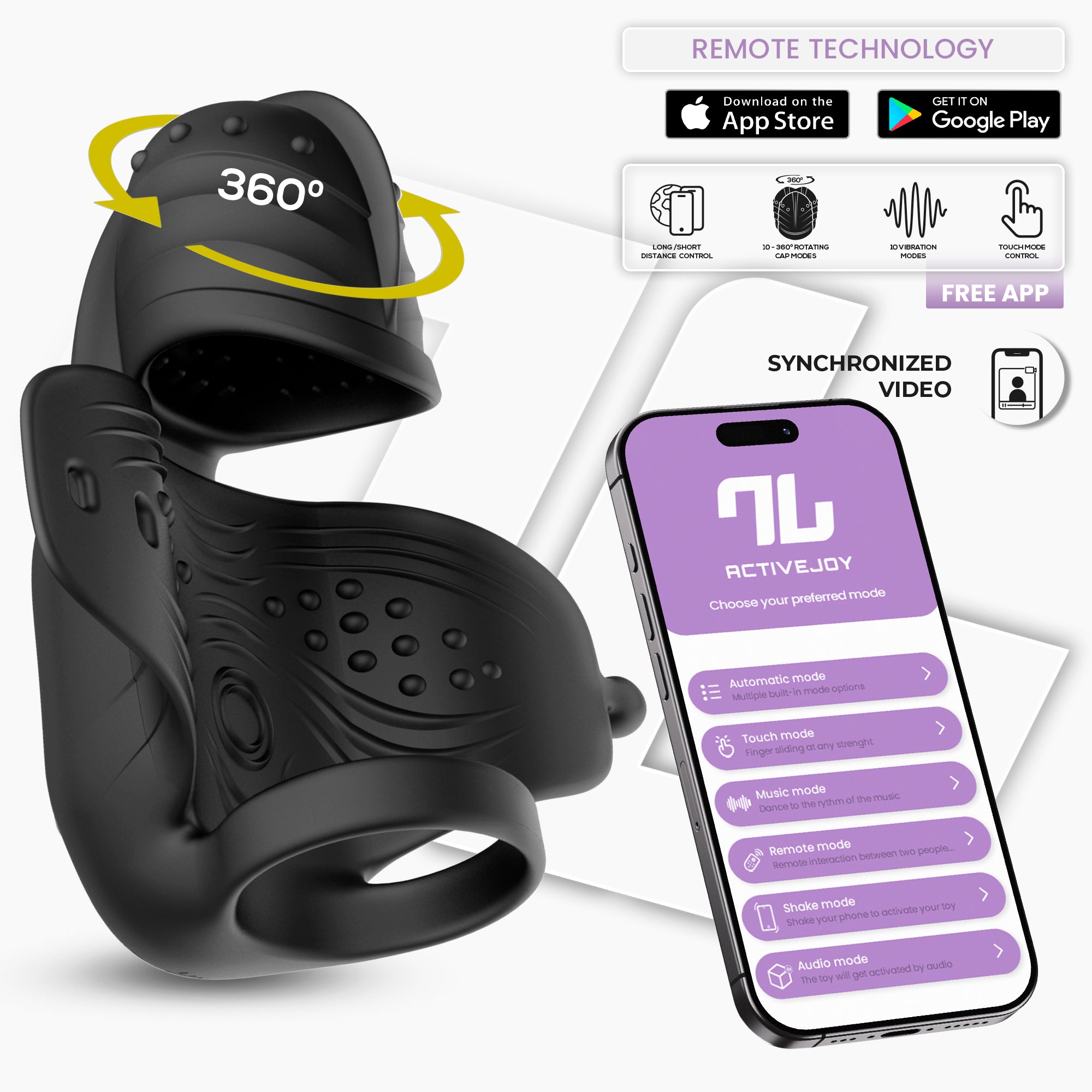 Zonte Masturbador con Rotación y Vibración con App